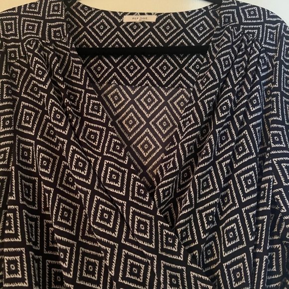 PLEIONE Brand Size large Black and White Geometric Wrap Maxi Dress - Picture 3 of 7